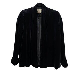 JR Nites By Caliendo Black Velvet Open Front Blazer Jacket - Size Medium
